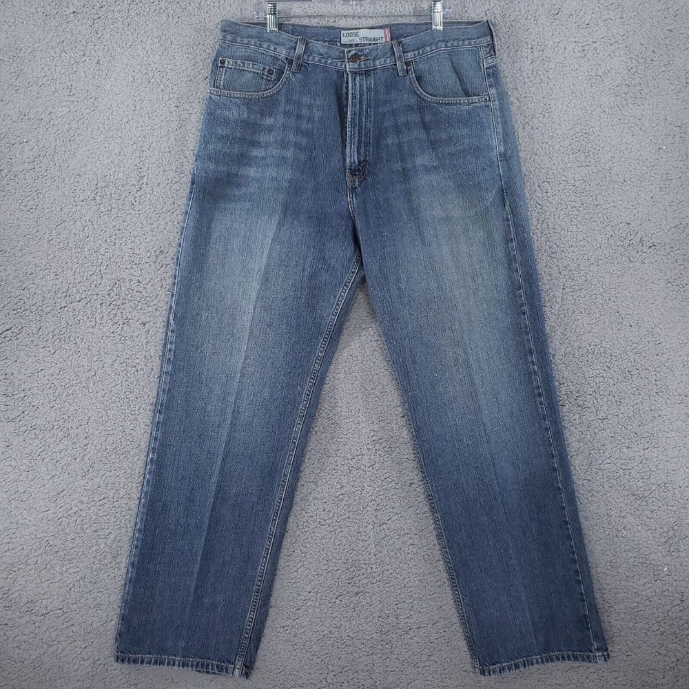 Levi’s 569 Loose Straight Men's 36x33 Medium Wash Denim Jeans Faded Whiskered